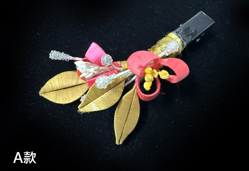 翼藝纏花福飾 -傳統紅春仔花(玫瑰叢)夾/胸針/髮梳